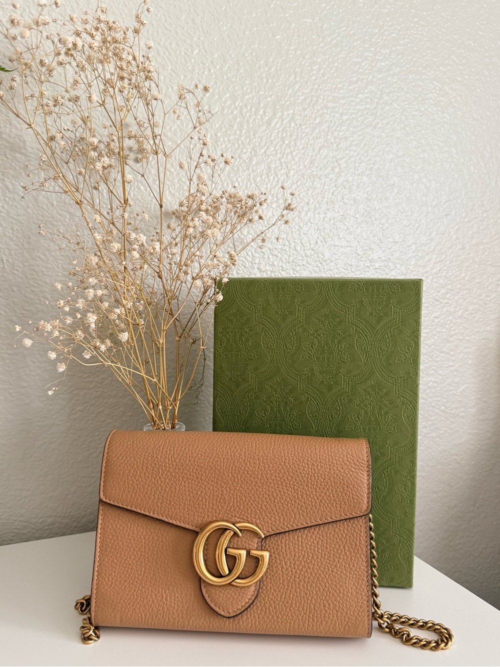Gucci Small Double G Crossbody Bag in Tan Brown